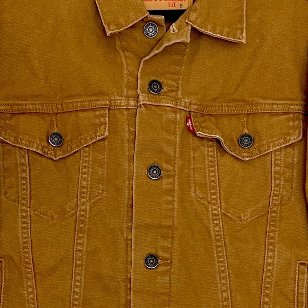 Levi's Mens Trucker Jacket Brown Cotton Canvas WaterLess Button Up Size S - Picture 4 of 12